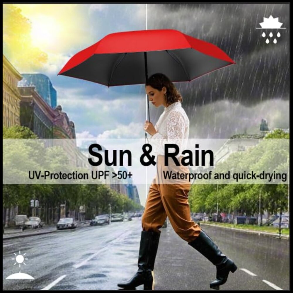 Compact Folding Umbrella Windproof Lightweight Tr… - image 4